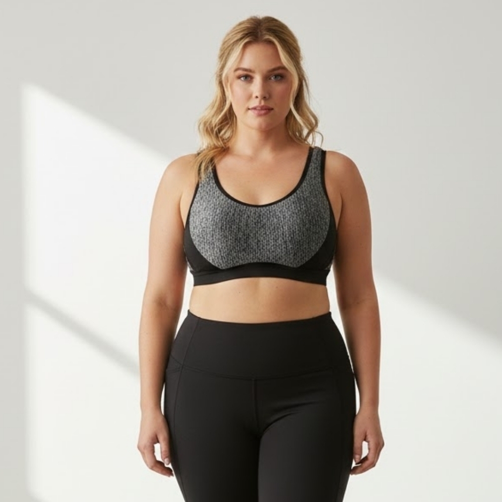 Penningtons Activezone Sports Bra Black Gray High Impact Wireless Size 40D Gym